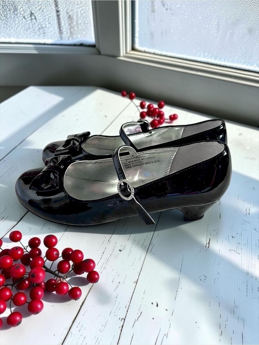 Flowers by Nina Little Girls Black Patent Dress Heels Size 2 - Picture 6 of 13